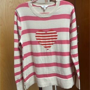 NWOT Time and Tru Pink and White Relaxed Long Sleeve Sweater SIZE XXL